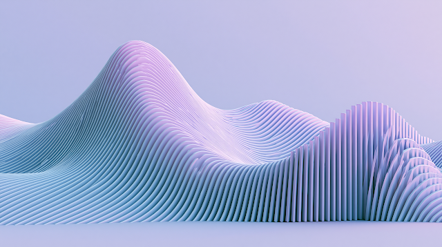 Abstract 3D Wave Sculpture in Lavender and Blue