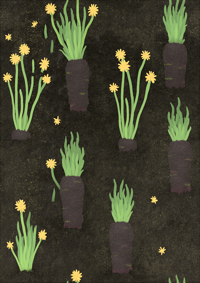 Abstract Floral Pattern with Dandelions