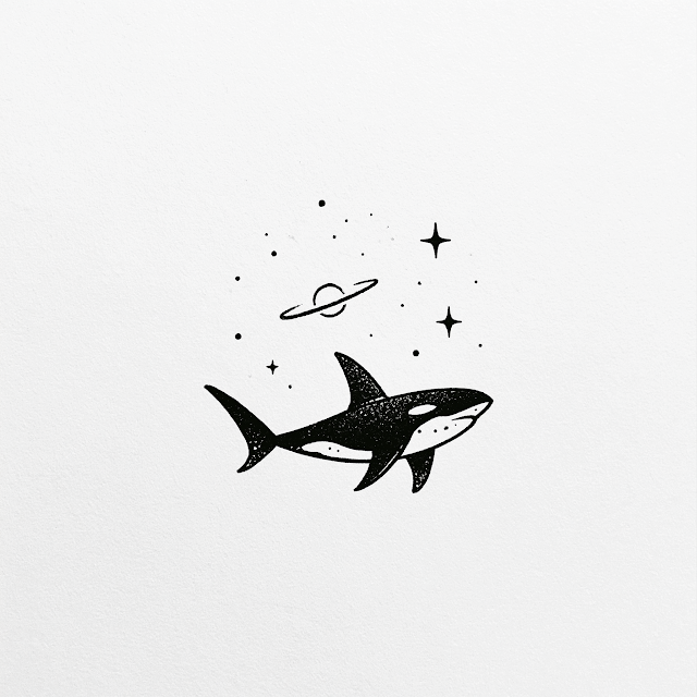 Abstract Space Shark Tattoo Design