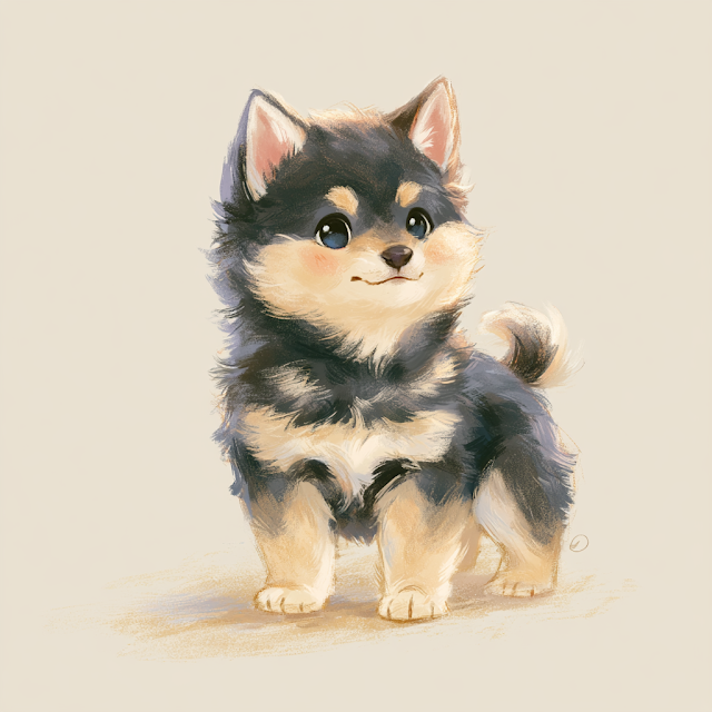 Adorable Black and Tan Shiba Inu Puppy