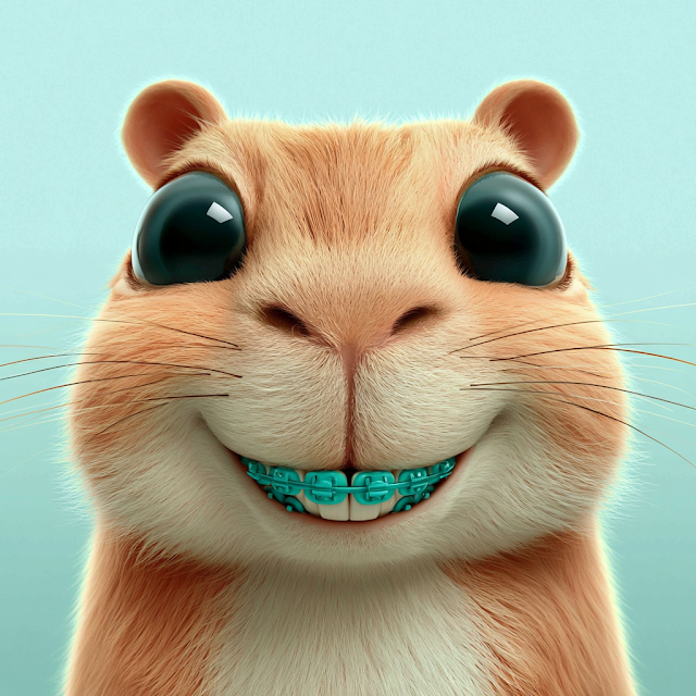 Adorable Capybara-Like Rodent with Braces