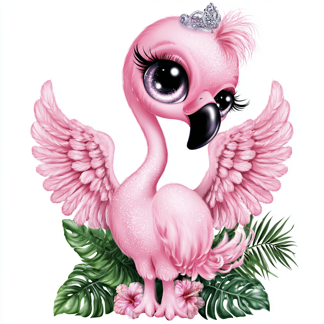 Adorable Pink Flamingo Mascot with Tropical Decor