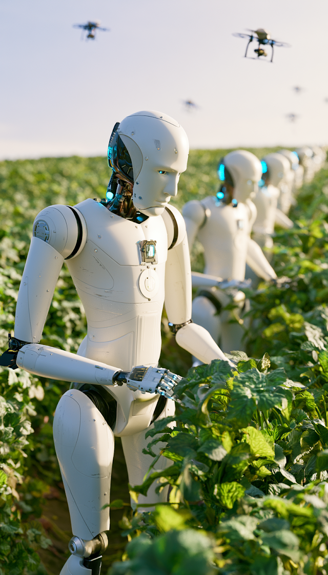 Advanced Agricultural Robots in a Lush Farm Field