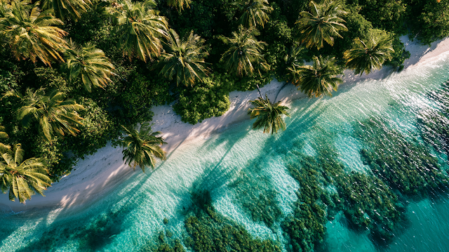 Aerial View of a Tropical Lagoon