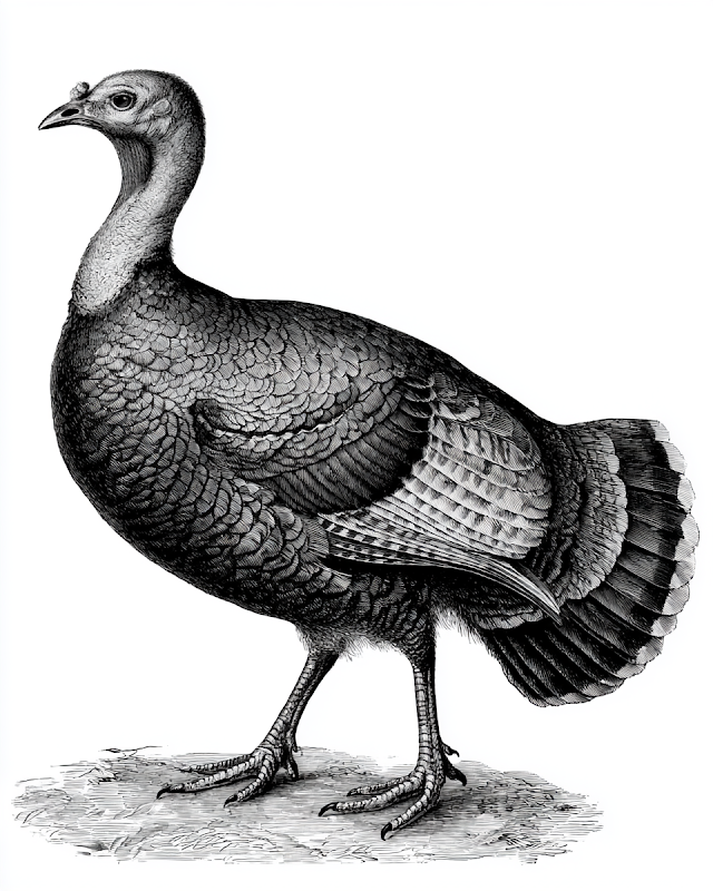 Antique Vintage Turkey Bird Illustration
