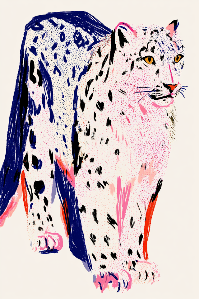 Artistic Representation of a Snow Leopard