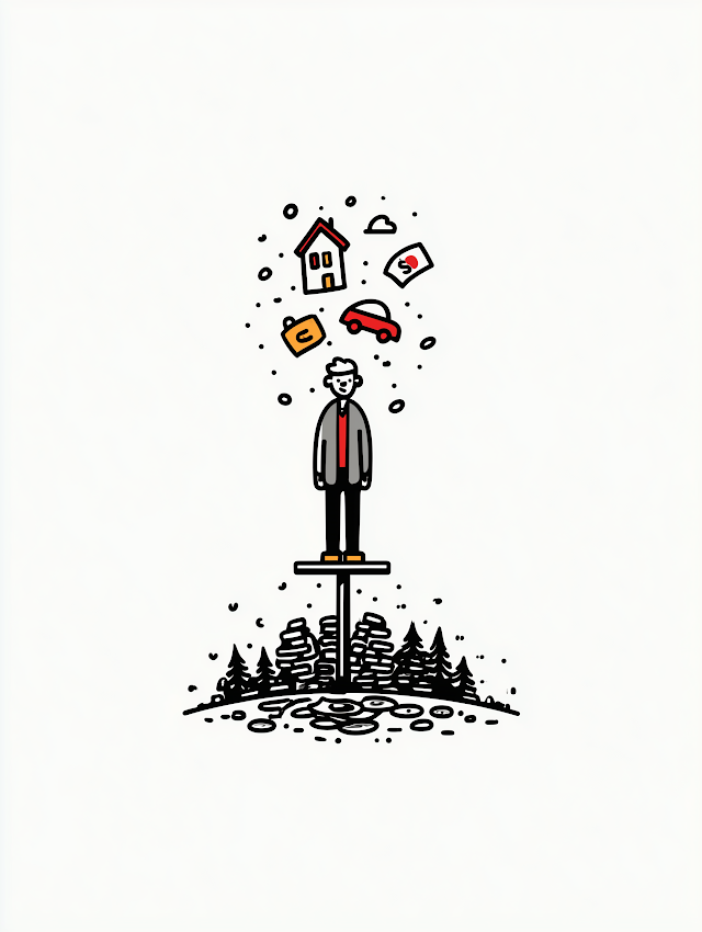 Balancing Financial Responsibilities: Minimalist Illustration
