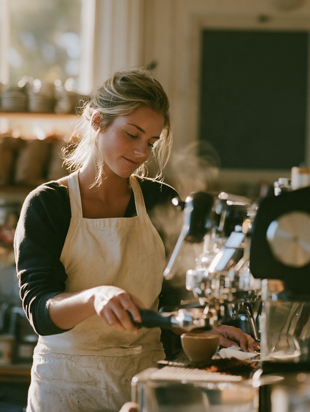 Barista Preparing Espresso with Careful Precision
