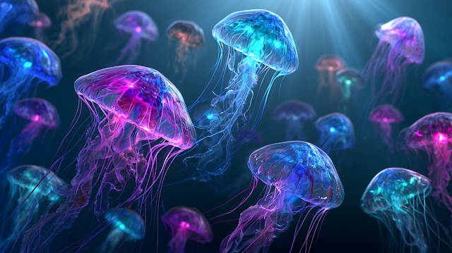 Bioluminescent Jellyfish in the Abyss
