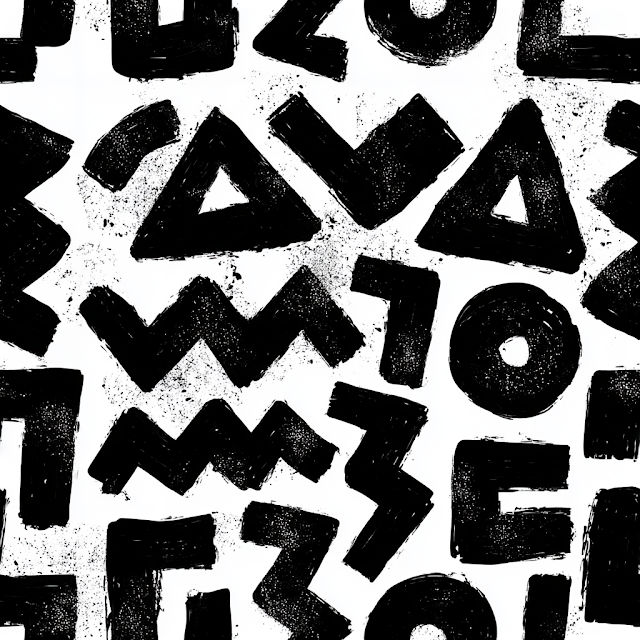Bold Black Brushstroke Pattern on White Background