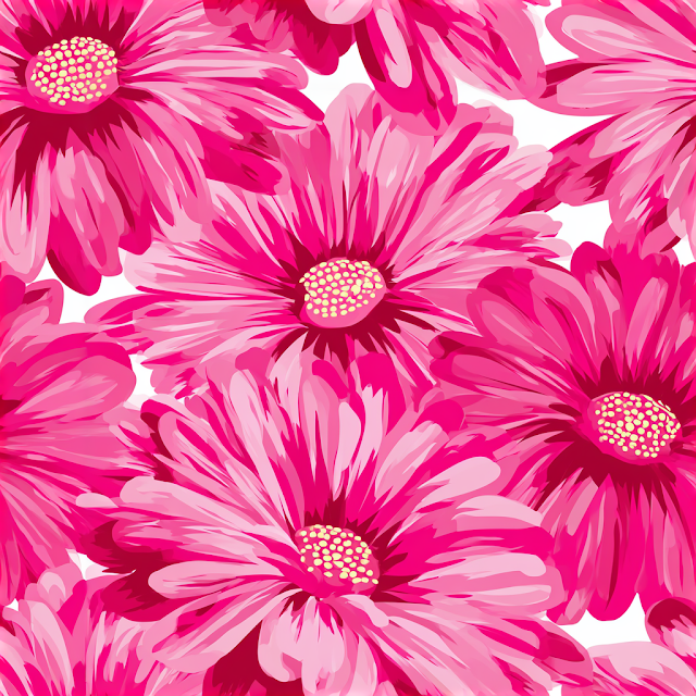 Bold Floral Pattern with Large Daisy-Like Blossoms