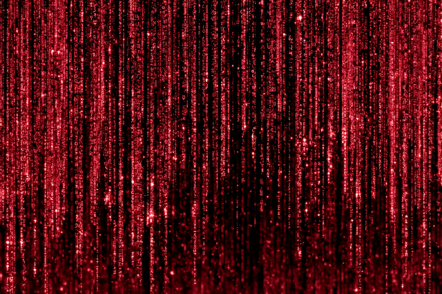 Cascading Red Data Rain Background