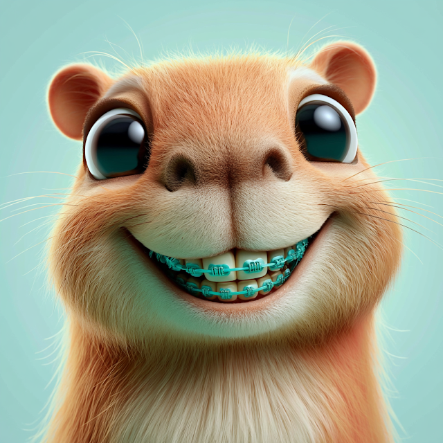 Charming Capybara-like Rodent with Braces