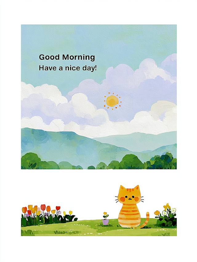 Cheerful Morning Greeting Illustration
