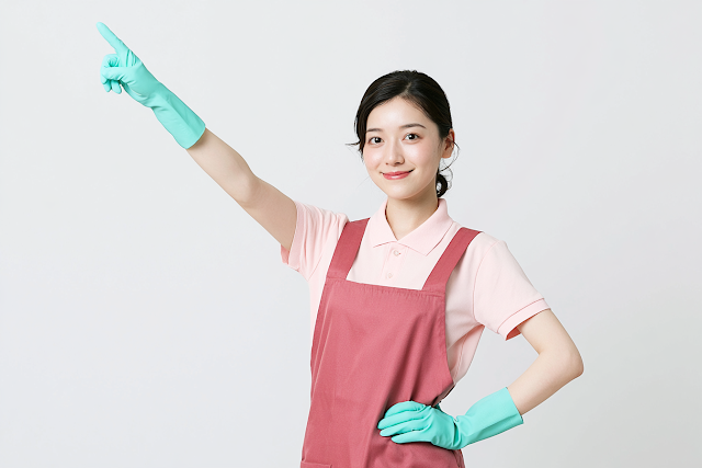 Cheerful Young Woman Cleaning Worker