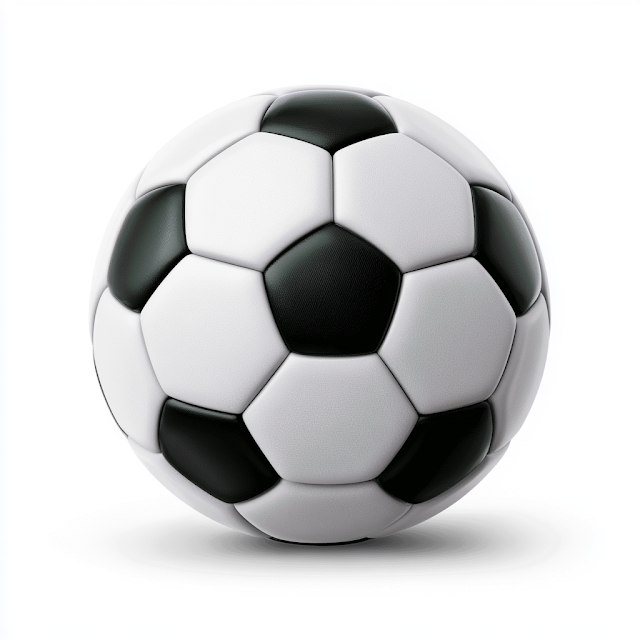 Classic Black and White Soccer Ball on White Background