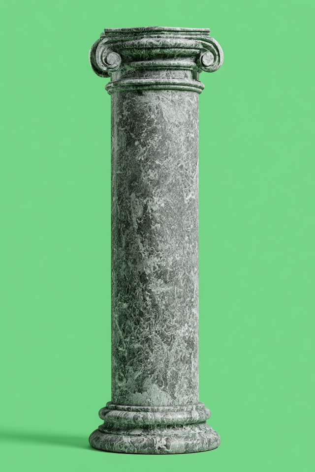 Classic Marble Pillar of Justice on Chroma Key Green Background