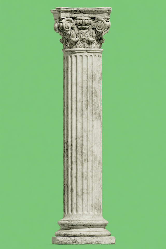 Classic Marble Pillar of Justice on Green Background