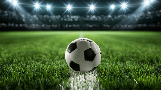 Classic Soccer Ball on Football Pitch