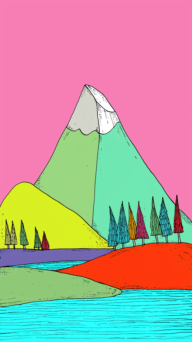 Colorful Abstract Mountain Landscape