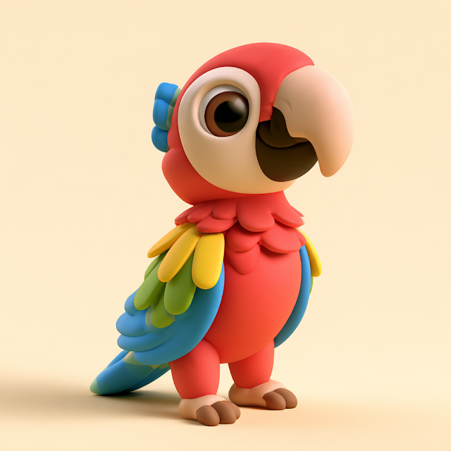 Colorful Cartoon Parrot Character Ako
