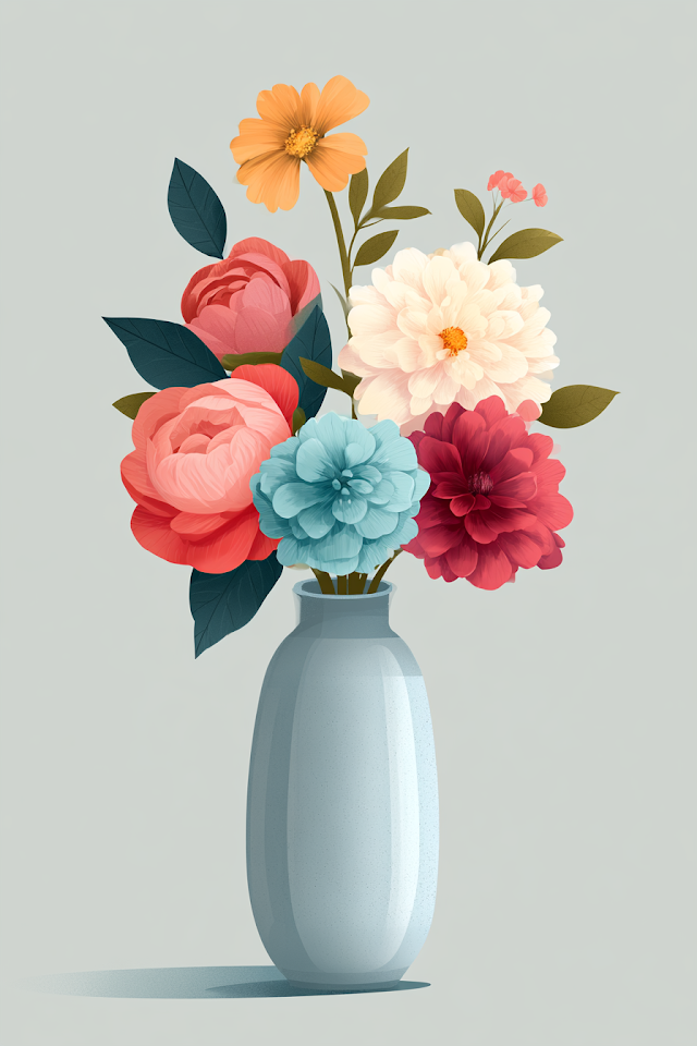Colorful Floral Arrangement in a Vase