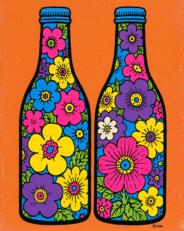 Colorful Floral Wine Bottles