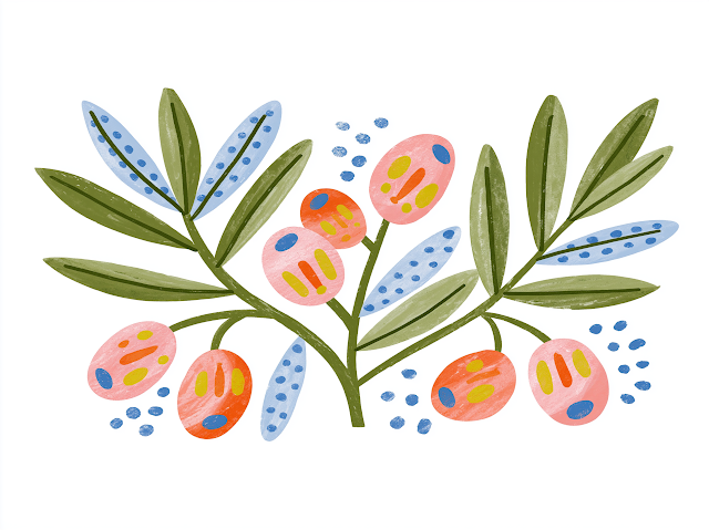 Colorful Hand-Drawn Olive Illustration