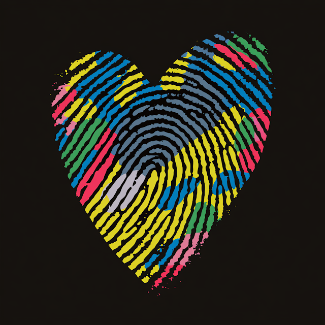 Colorful Heart Shaped Fingerprint Art