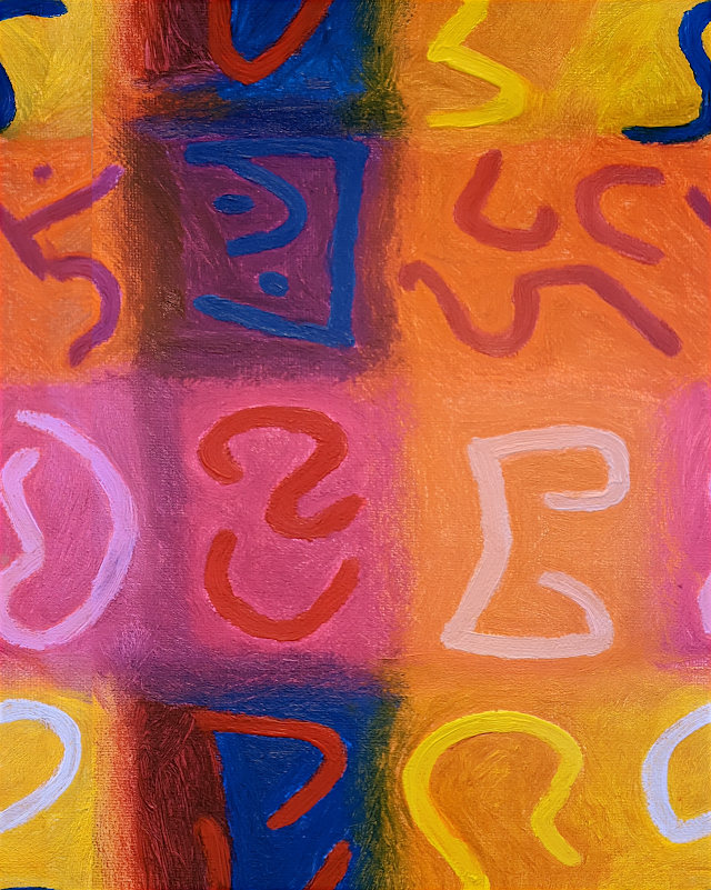 Colorful Language Abstract Oil Pastel Art