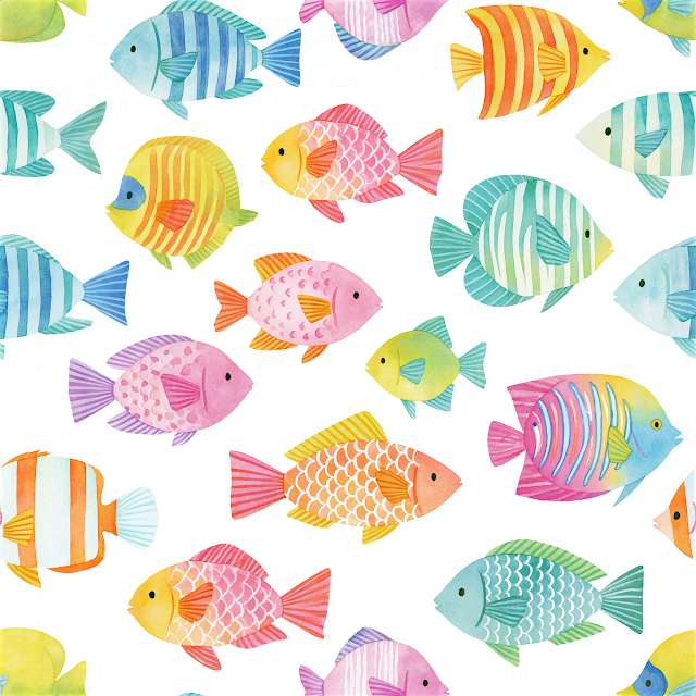 Colorful Tropical Fish Watercolor Clipart