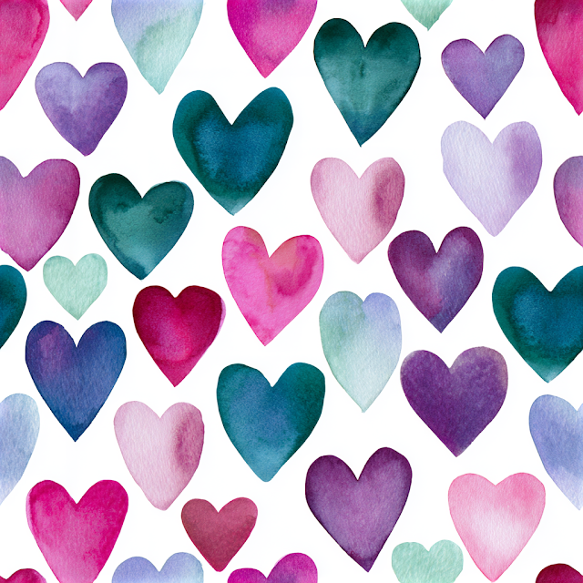 Colorful Watercolor Hearts Pattern