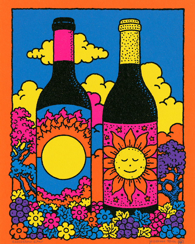 Colorful Wine Bottles with Floral Design