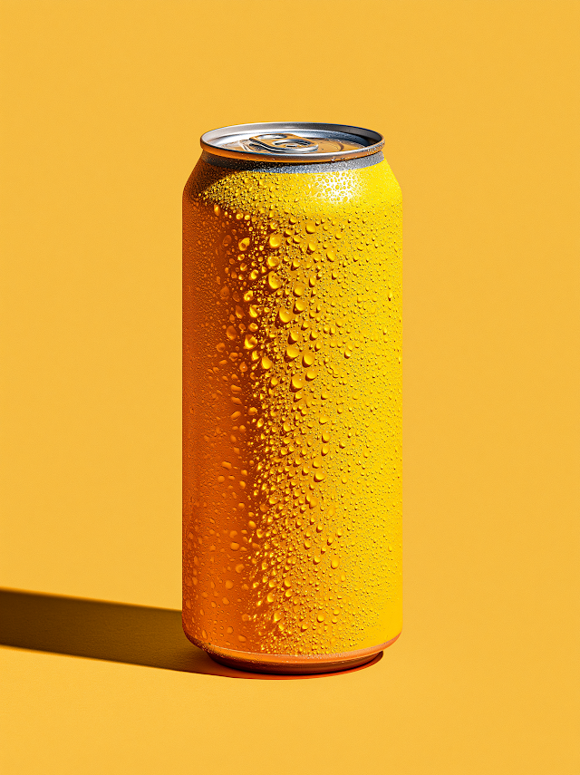 Condensation on Yellow Beverage Can