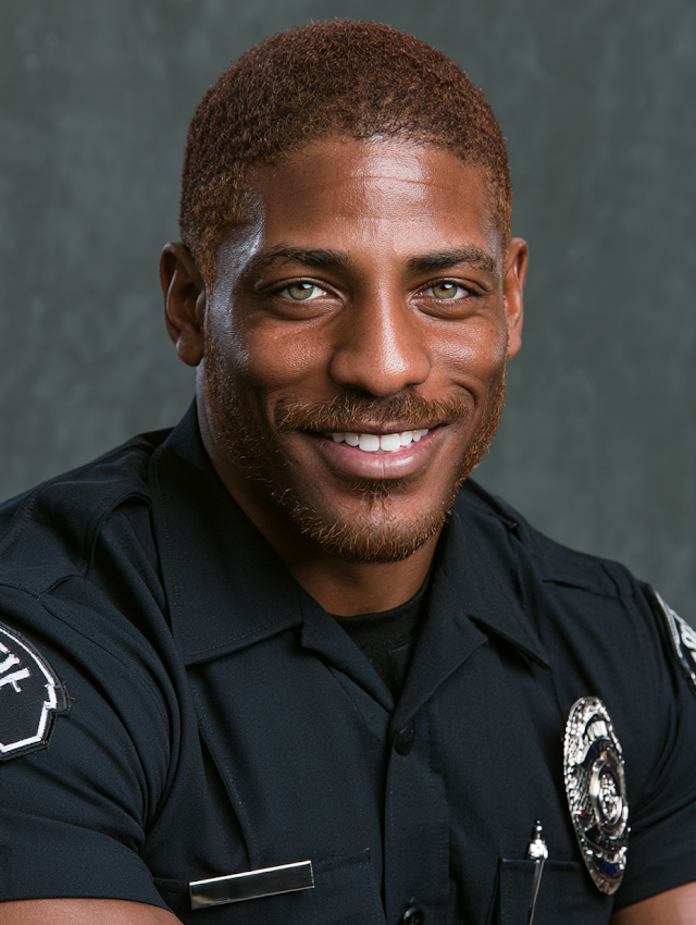 Confident Young Black Male Police Officer