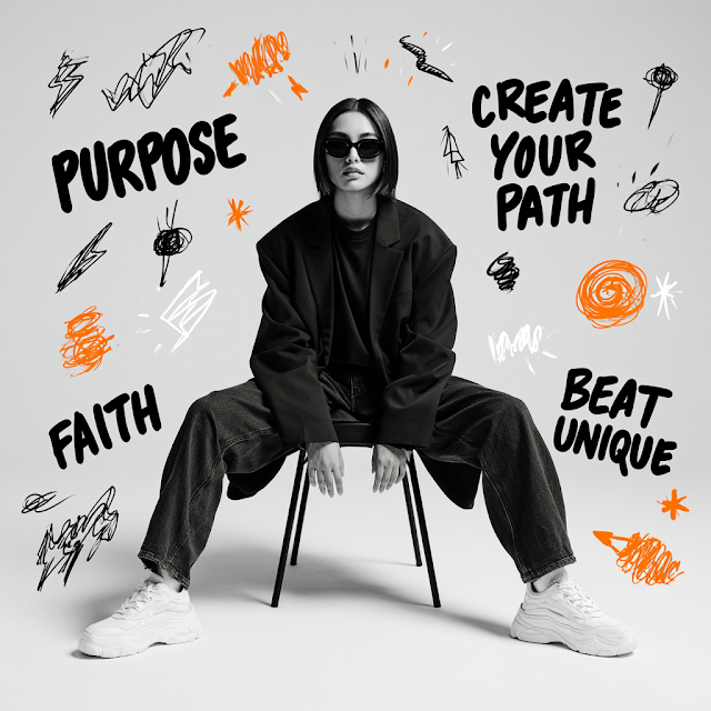 Confident Young Woman in Monochrome Fashion Portrait