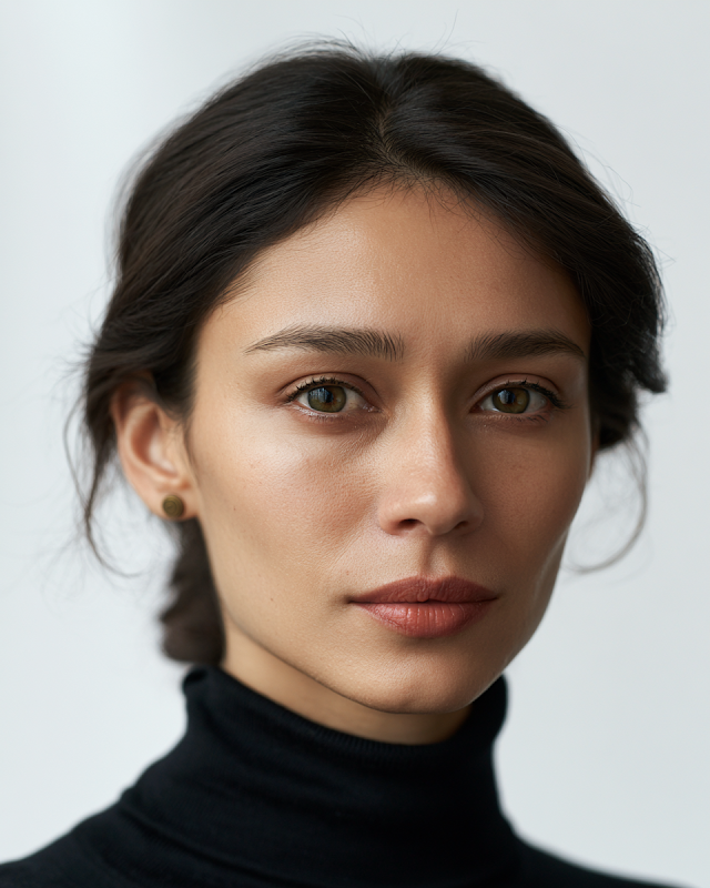 Contemplative Beauty Portrait of a Mixed Heritage Woman