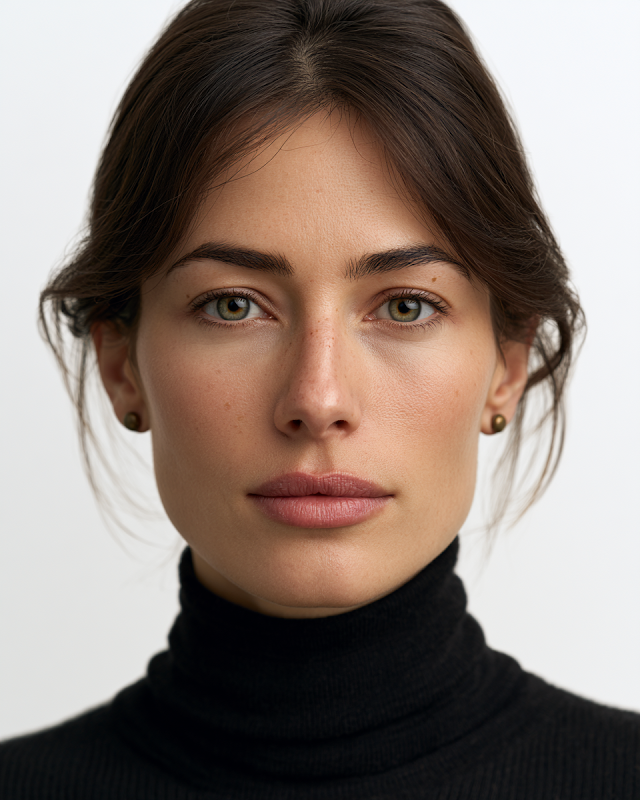 Contemplative Beauty Portrait of a Woman with Mixed Heritage