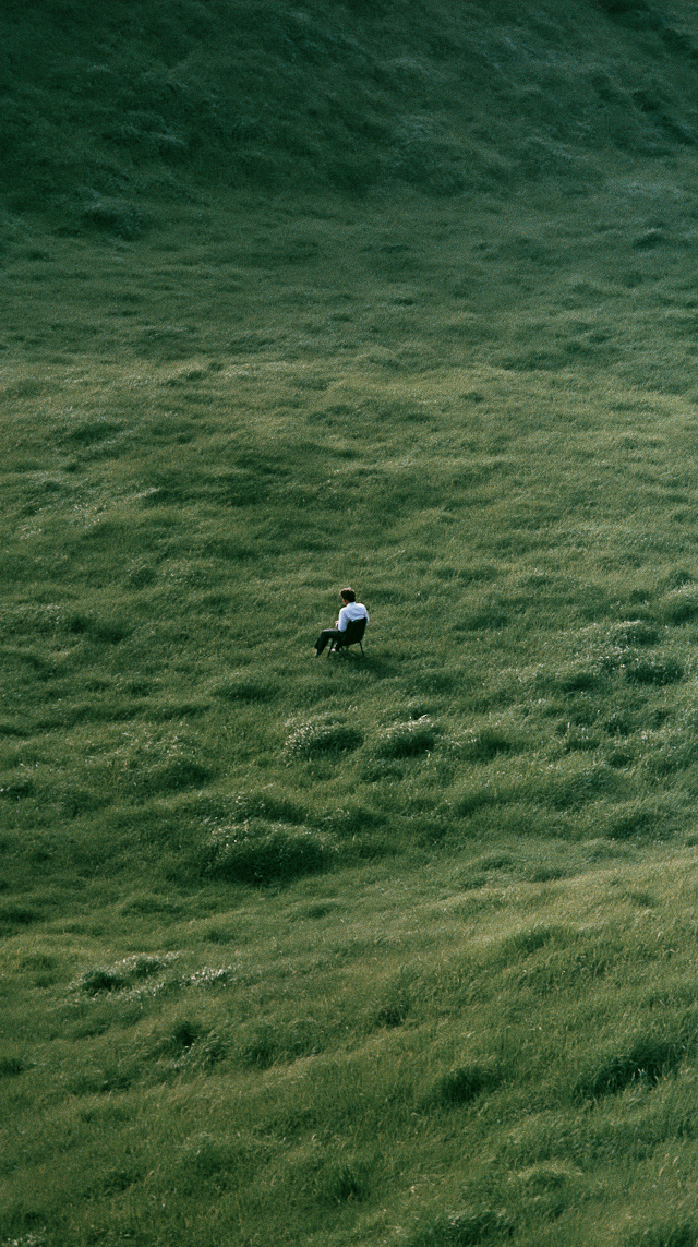 Contemplative Solitude in a Green Meadow
