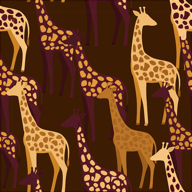 Contemporary Seamless Giraffe Pattern with Floral Accents