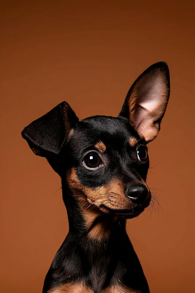 Curious Miniature Pinscher Puppy Portrait