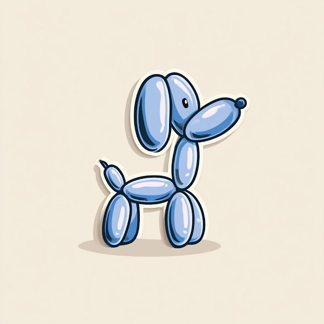 Cute Balloon Dog Character Vector Illustration