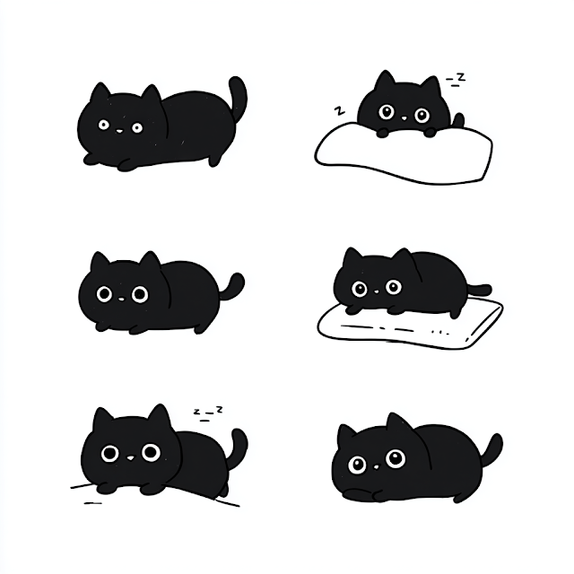 Cute Black Cat Icons Collection
