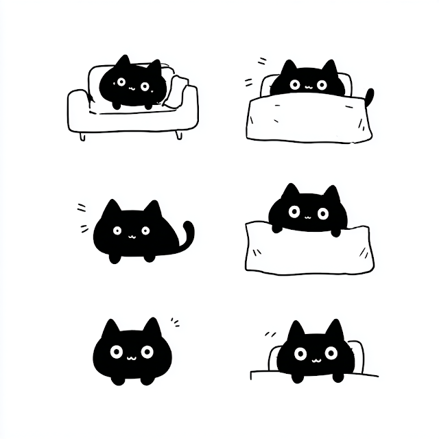 Cute Black Cat Vector Illustrations