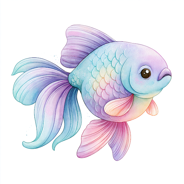 Cute Cartoon Fish Illustration on White Background