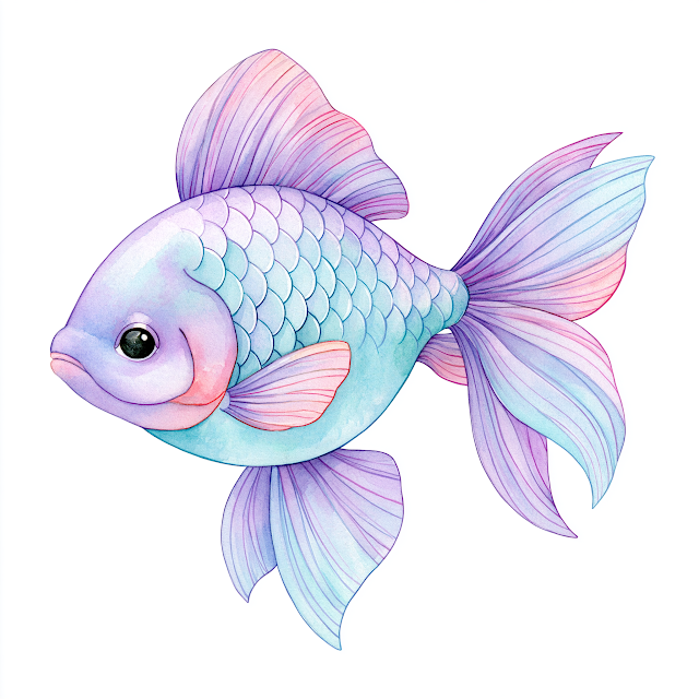 Cute Cartoon Fish with Soft Colors