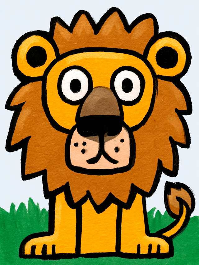 Cute Cartoon Lion Illustration