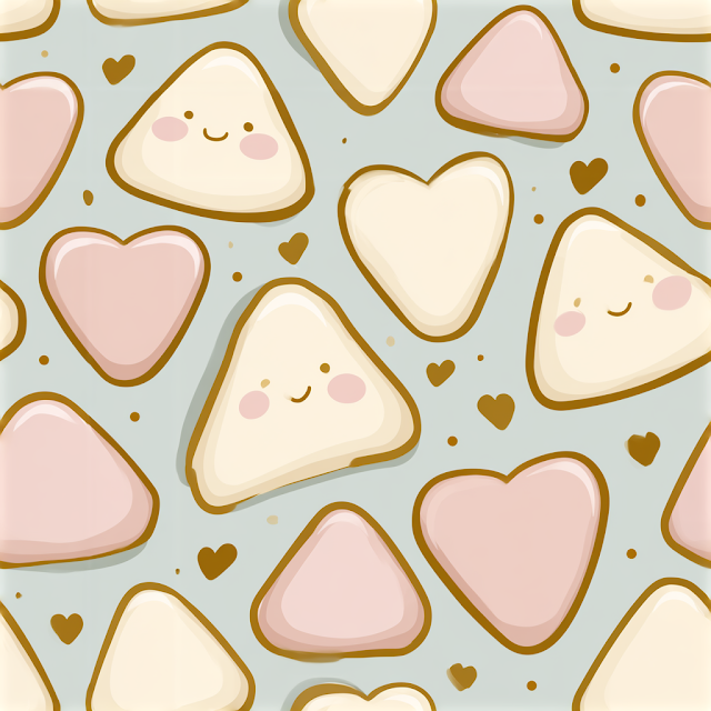 Cute Cartoon Pattern with Hearts and Triangles