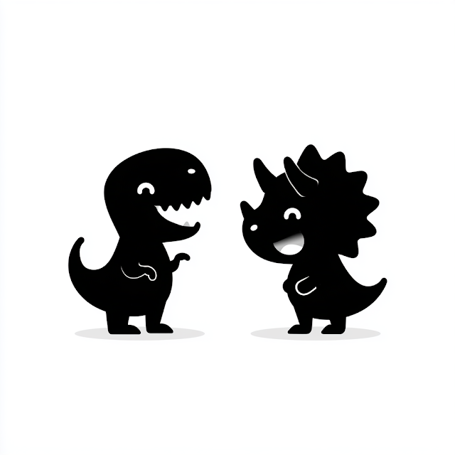 Cute Minimalist Dinosaur Icons: T-Rex and Triceratops