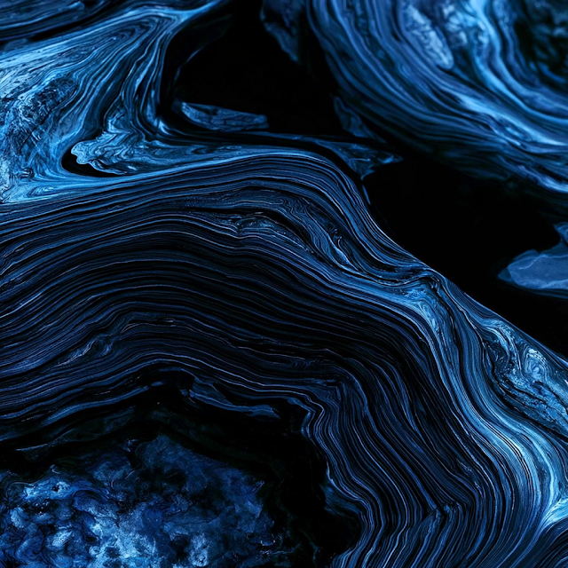 Deep Blue Fluid Marbling Artwork
